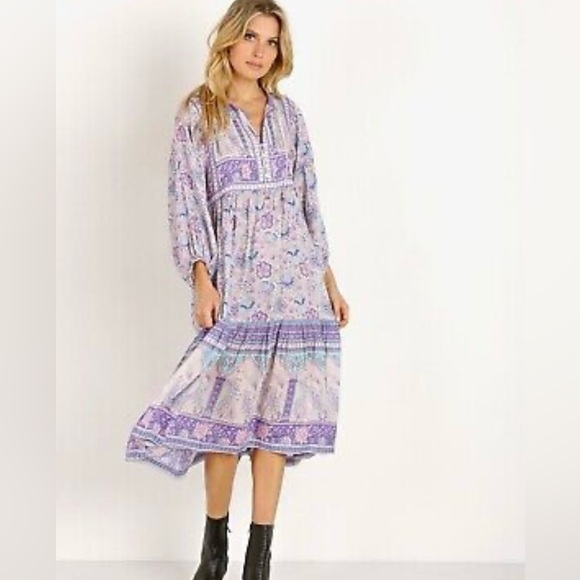Spell Dresses & Skirts - Spell Purple and Blue Floral Midi Dress